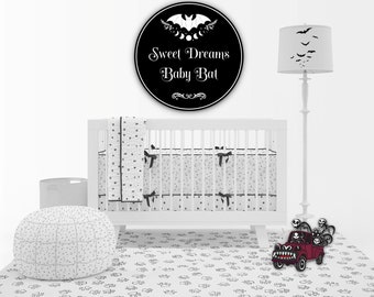 Gothic Nursery Decor, Baby Shower Gift, Gothic Decor, Sweet Dreams Little Bat sign, Nursery Sign, Gothic Baby Nursery