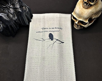 Kitchen towel, Flour sack, Gothic Decor, Wiccan, Gothic kitchen, Edgar Allan Poe, Halloween decor, Witch kitchen, Spooky Decor