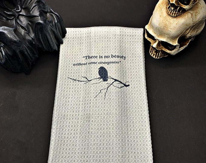 Kitchen towel, Flour sack, Gothic Decor, Wiccan, Gothic kitchen, Edgar Allan Poe, Halloween decor, Witch kitchen, Spooky Decor