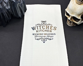 Kitchen towel, Flour sack, Gothic Home Decor, Wiccan Decor, Wiccan, Gothic kitchen, Wiccan kitchen, Halloween Decor, Spooky Decor
