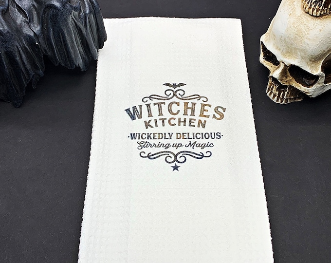 Kitchen towel, Flour sack, Gothic Home Decor, Wiccan Decor, Wiccan, Gothic kitchen, Wiccan kitchen, Halloween Decor, Spooky Decor