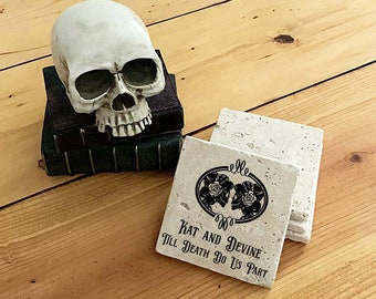 LGBTQ wedding gift, Gift for gay couple, Lesbian gift, Custom Coasters, Anniversary Gift, Personalized gift, Gothic Coasters, Gift under 50