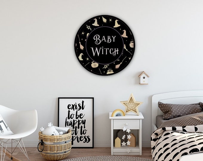 Baby Witch Nursery Sign, Gothic Nursery Decor, Print, Artwork for Nursery, Gothic Wall Decor, Witchy Decor, Witch Baby