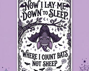 Gothic Bat Nursery Print, Now I Lay Me Down To Sleep Artwork