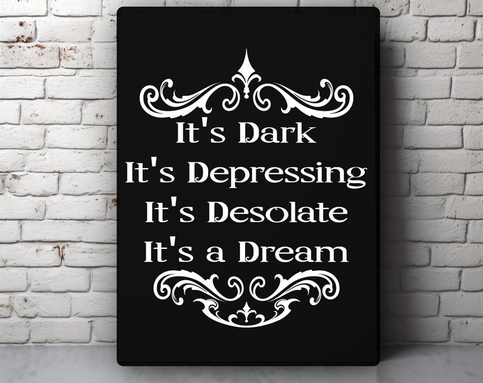 Gothic Print, Gothic Decor, Halloween Decor, Black Canvas Print, Canvas Wall Art