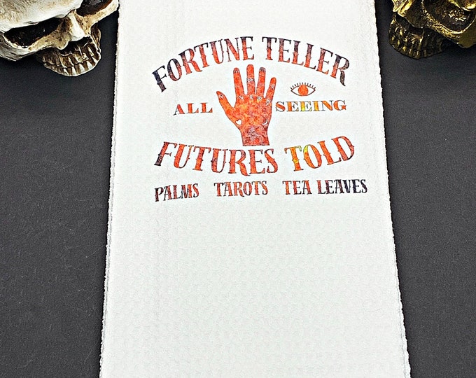 Kitchen towel, Flour sack, Gothic Decor, Fortune Teller, Gothic kitchen, Wiccan kitchen, Halloween decor, Witch kitchen, Spooky Decor