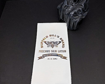 Buffalo Bill tea towel, Silence of the Lambs kitchen towel, Horror movie decor, Halloween Decor, Halloween tea towel