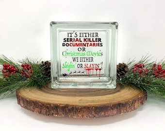 Serial Killer Lighted Glass Block, Serial Killer Gift, Christmas Ornament, Creepy Christmas, Horror Decor, nightlight, Christmas Decor