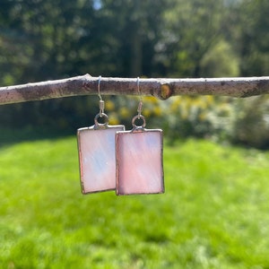 Pink Stained Glass Earrings