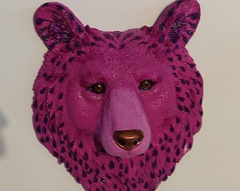 Bear head mount. Purple Prince Bear. fox-size