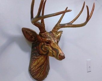 Deer head wall mount- Large life-like Wildlife art Phoenix Stag