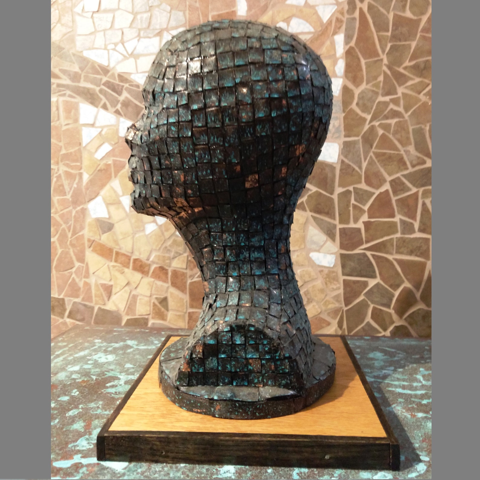 Copper Bust/ Head With Real Copper Mosaic Design/head Tabletop Etsy