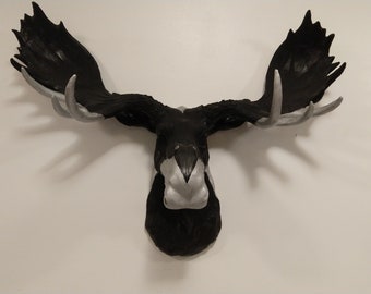 Moose Head wall mount “Raven Moose” -Large Moose Head Wildlife art