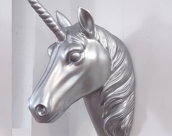 Silver Unicorn Head wall mount