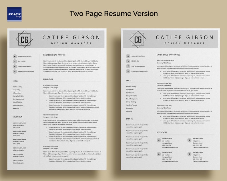 Instant Download Cover Letter MODERN RESUME TEMPLATE Professional Resume Design Cv Template Word Creative Resume Template Cv Design