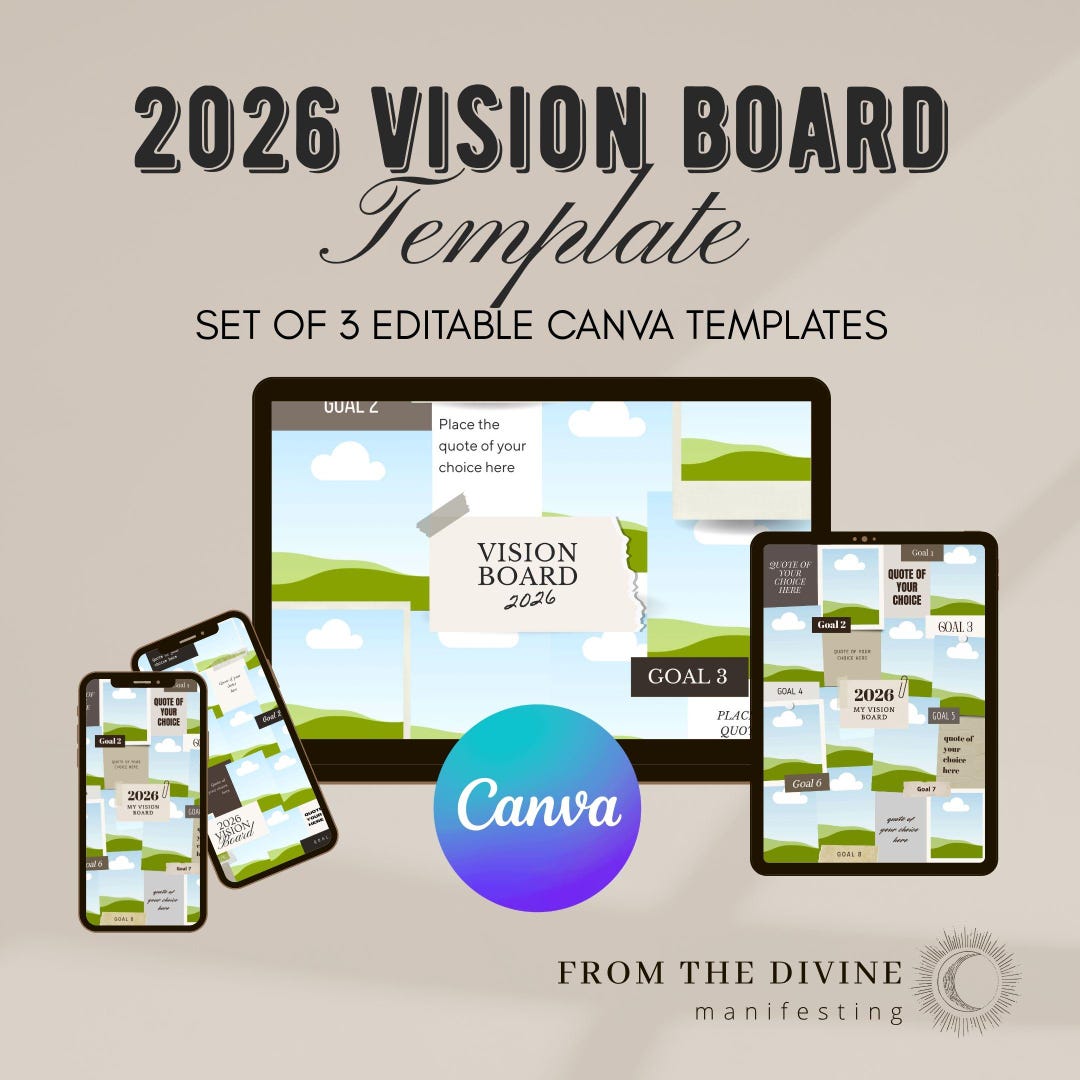 2026 Vision Board Templates: Editable Canva Set (digital Download) - Etsy