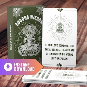Boeddha wijsheid Oracle kaarten - afdrukbare spirituele dek voor algemene lezingen, goddelijke begeleiding & inspiratie / INSTANT DOWNLOAD