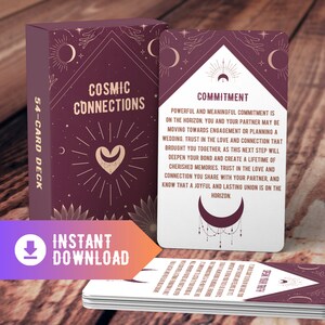 Cartes Oracle de connexions cosmiques - Jeu de cartes imprimable avec des conseils inspirés de l'univers pour les lectures sur l'amour et les relations / TÉLÉCHARGEMENT IMMÉDIAT