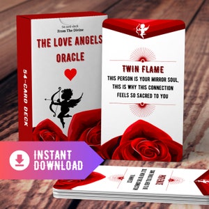 The Love Angels Oracle Cards - Baralho de romance para impressão para leituras de amor psíquico e relacionamento romântico / DOWNLOAD INSTANTÂNEO