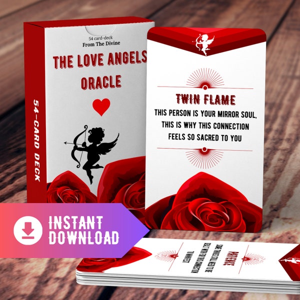 The Love Angels Oracle Cards - Printable Romance Deck for Psychic Love & Romantic Relationship Readings  / INSTANT DOWNLOAD
