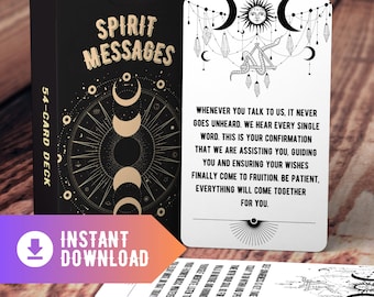 Spirit Messages Oracle Cards - Printable Deck with guidance from your Spirit Guides for General Readings / INSTANT DOWNLOAD