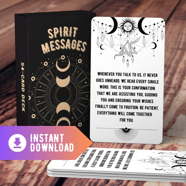 Spirit Messages Oracle Cards - Printable Deck with guidance from your Spirit Guides for General Readings / INSTANT DOWNLOAD