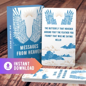 Berichten uit de hemel Oracle Cards - Afdrukbaar kaartspel met begeleiding van uw gekruiste dierbaren voor algemene lezingen / INSTANT DOWNLOAD