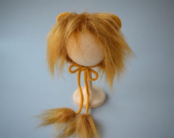Gorro de león para recién nacido, gorro de punto para recién nacido, accesorios, gorro de punto de león para recién nacido, fotografía de recién nacido, gorro de punto, accesorios para recién nacido, traje de león para recién nacido