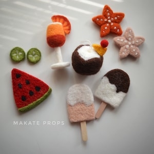 newborn felted cocktail newborn wool ice cream props felt toy felt watermelon for newborn felt Starfish first newborn photo props newborn