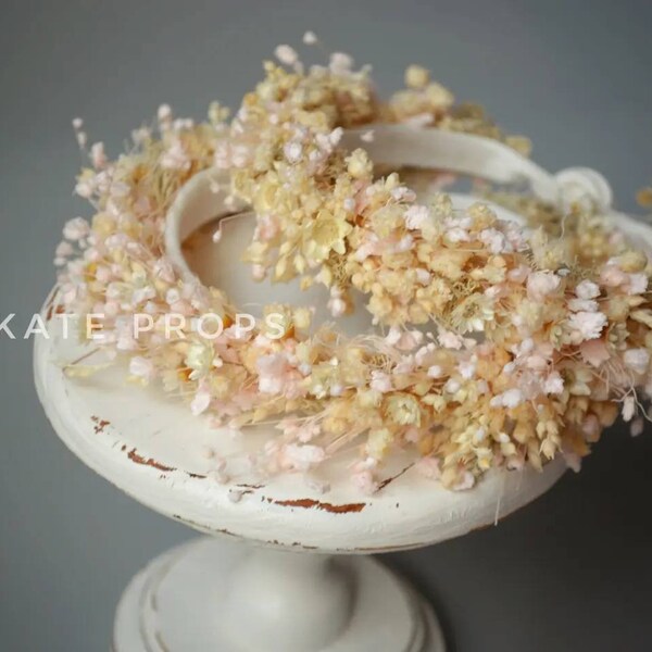 Couronne florale pour nouveau-né, bandeau pour bébé, halo floral, accessoires pour nouveau-né, couronne pour nouveau-né, cadeau de réception-cadeau pour bébé