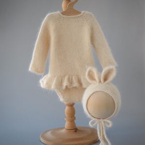 Pre order Knitted bodysuit newborn bunny outfit props knitted outfit props for girl knitted bodysuit newborn props knitted easter bunny