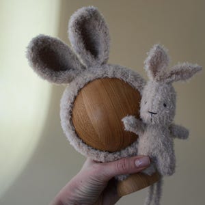 Newborn Bunny Hat and Toy Set | Knit Baby Bonnet with Ears & Stuffed Bunny | Easter Photo Prop | Soft Handmade Baby Outfit first photo shoot