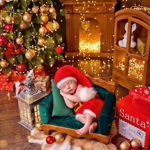 Pre order Newborn props Knit Newborn outfit Christmas newborn outfit Red newborn outfit props newborn little Santa costume baby Santa suit