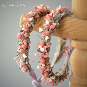 Newborn Floral crown Newborn pink gray headband Baby organic halo newborn Props for girl preserved flower crown Newborn halo floral crown