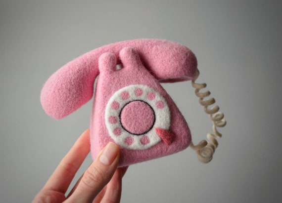 Felt Telephone props Felt Toy prop Newborn Felt accessories Pink Felt Telephone Vintage Telephone Newborn props Photography props toys