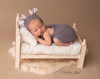 Newborn knit deer Newborn knit deer outfit prop knit deer prop Baby knit costume deer knit romper prop Newborn deer prop footed romper prop