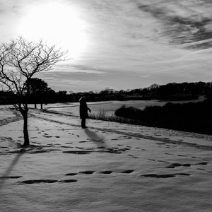 Biddeford Maine Snow Field-  11x14 Matted Black and White Photo