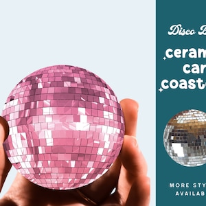 Disco Ball Ceramic Car Coaster | Aesthetic Car Decorations, Mirror Ball Decor, Vintage Retro Car Coaster, Car Gift 16th Birthday, Cup Holder