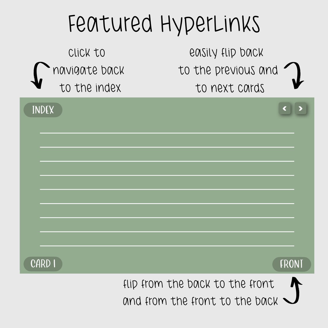 Digital Index Cards for Goodnotes Flashcards Template Notability Flash Cards Hyperlinked Lined