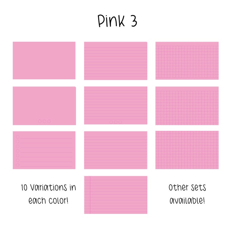 Pink Digital Index Cards for Goodnotes Lined Dotted Pastel Etsy