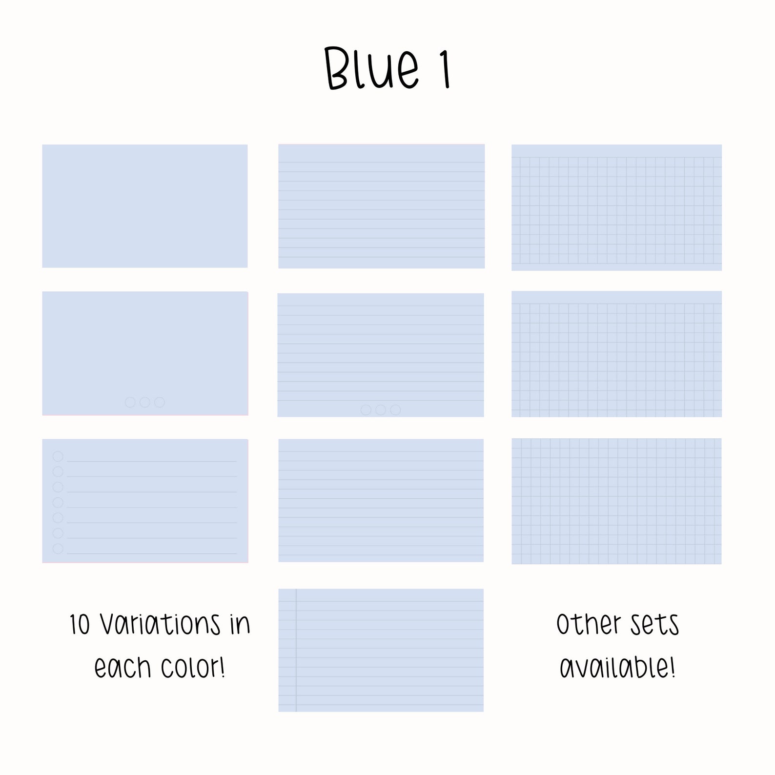 Blue Digital Index Cards for Goodnotes Lined Dotted Pastel - Etsy