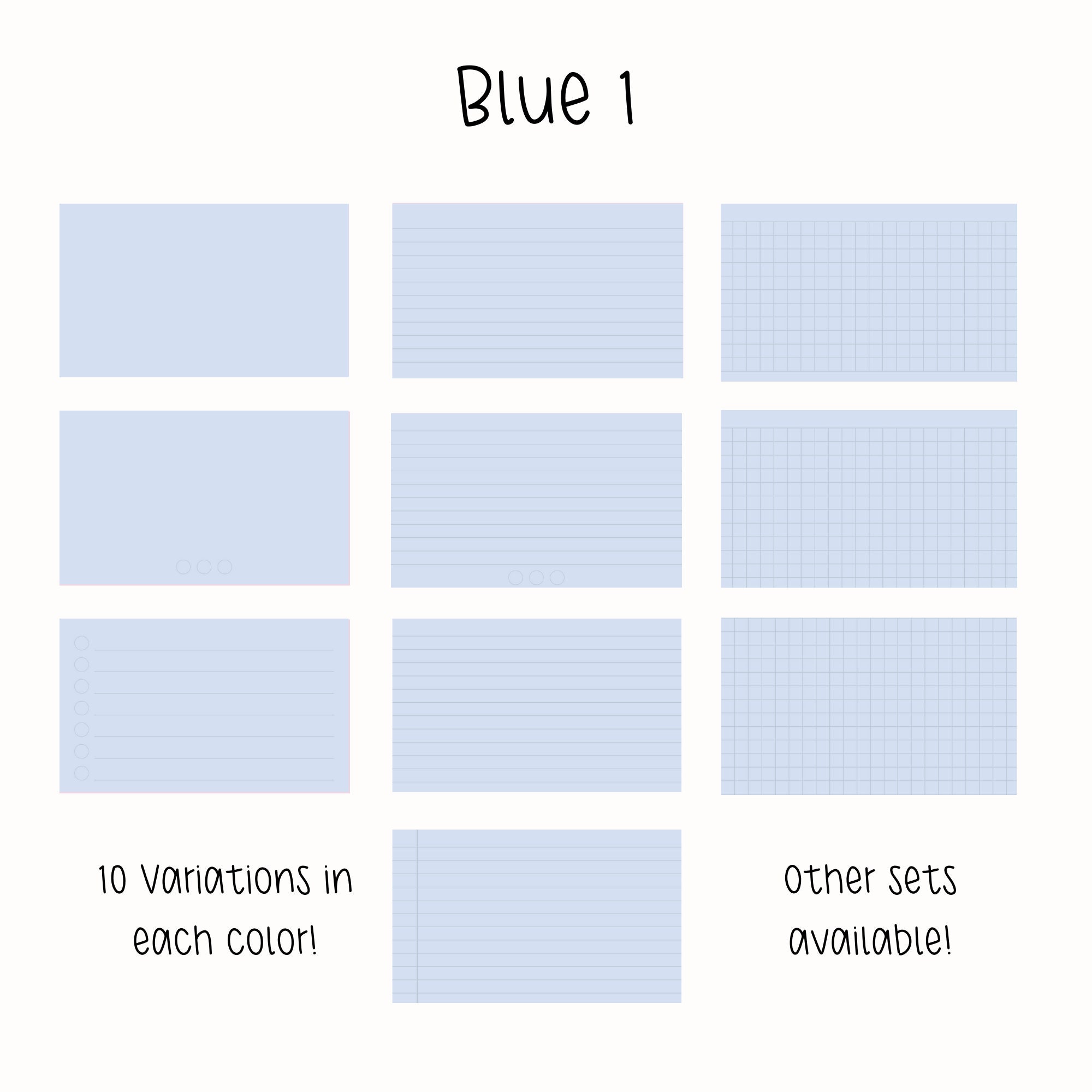 Blue Digital Index Cards for Goodnotes Lined Dotted Pastel Etsy