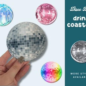 Disco Ball Coasters | Disco Ball Decor, Disco Ball Lover, Birthday Gift for Women, Drink Holder, Cute Drink Coaster, Pink Disco Ball