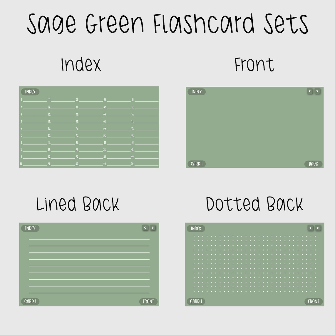 Digital Index Cards for Goodnotes Flashcards Template Notability Flash