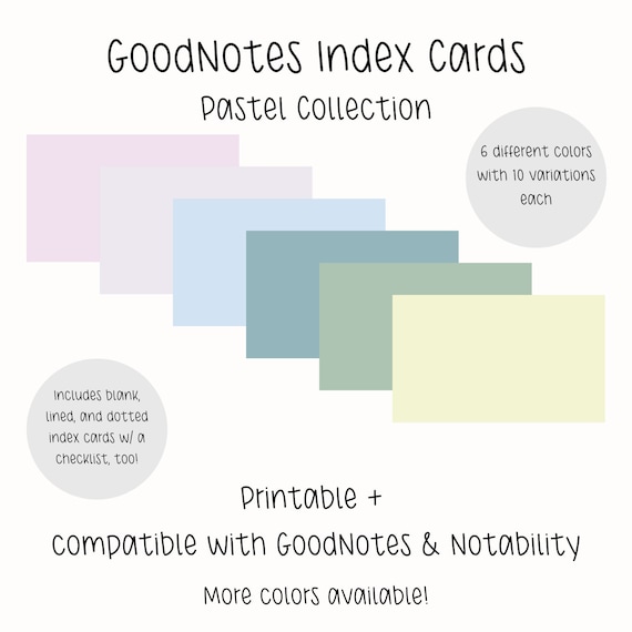 GoodNotes Digital Index Cards, Lined Dotted Pastel Index Cards, Digital Flashcards Template, Aesthetic Studying Ideas, College Student, iPad