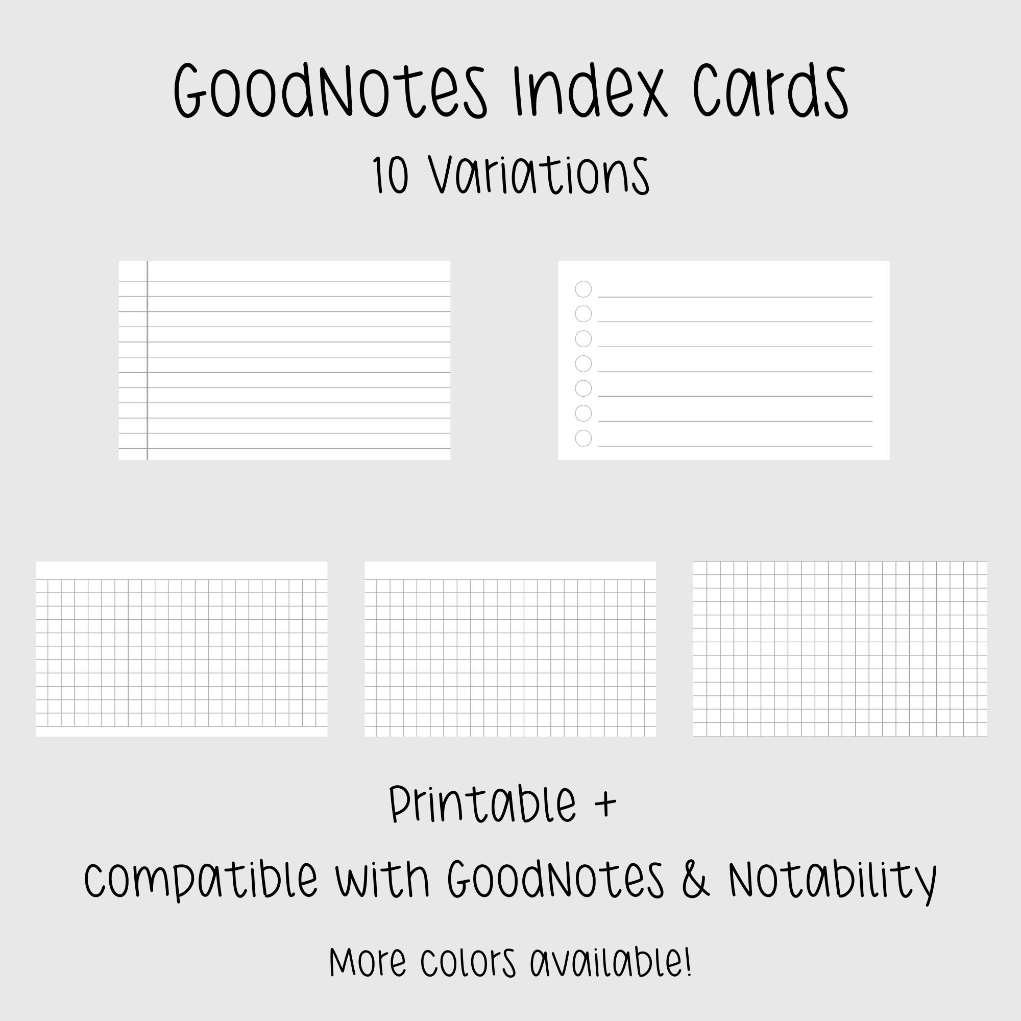 Index Card Notes Example Digital Index Cards for Goodnotes Notability White Lined Dotted Index ...