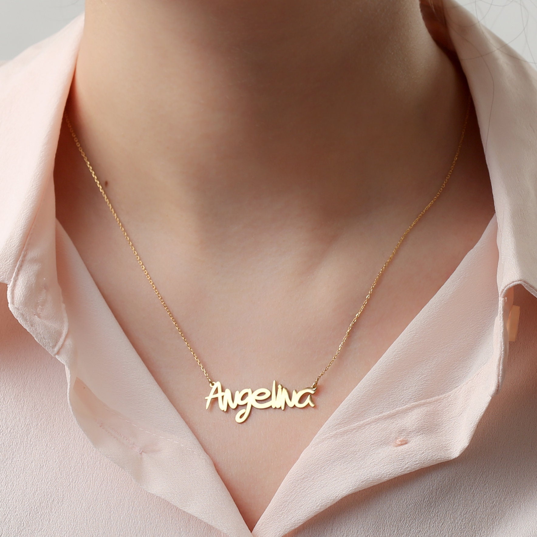 925 Sterling Silver Name Necklace for Woman Custom Gold Name Etsy