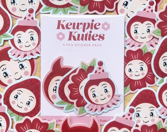 Kewpie Kuties 4 pcs Sticker Pack | Various Sizes Vinyl Stickers