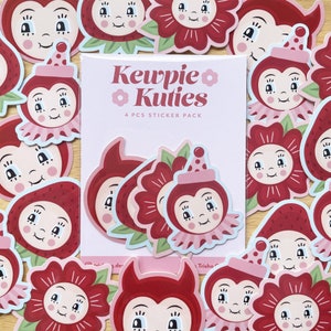 Kewpie Kuties 4 pcs Sticker Pack | Various Sizes Vinyl Stickers