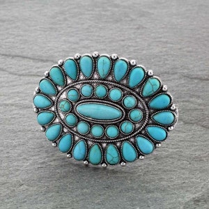 Beautiful Turquoise Squash Blossom Western Stone Barrette/Turquoise Hair Clip/Hair Accessories/Gifts for Her